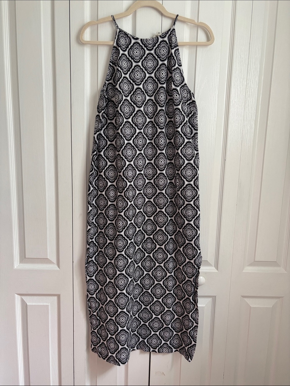 Boden Midi Geometric Print Cotton Dress. Size 6. Black and White